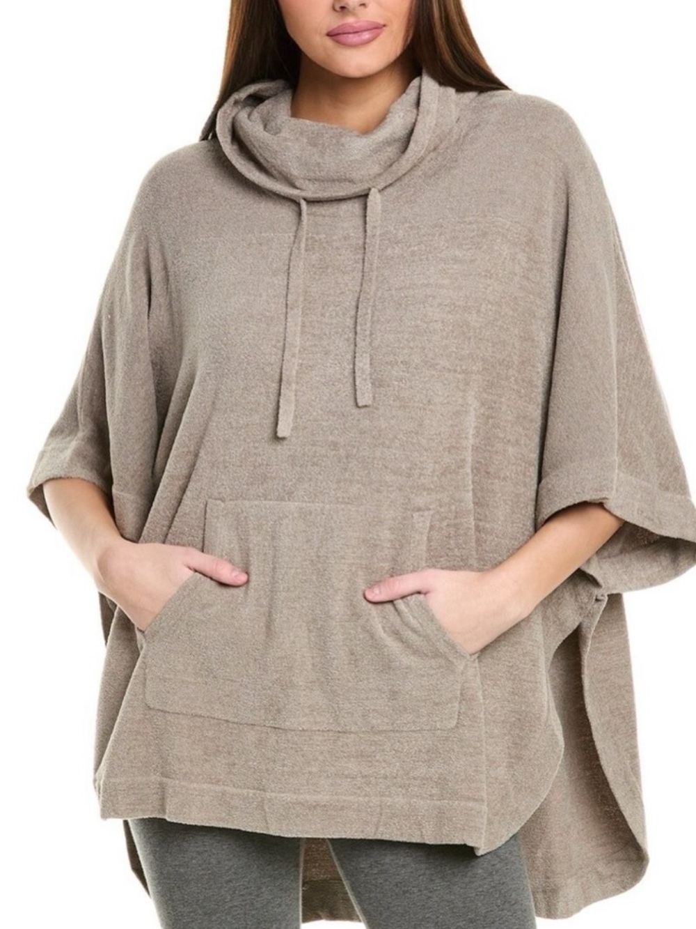 Barefoot Dreams Cozy Cowl Neck Poncho in Taupe